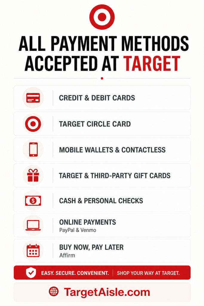 list of all payment methods accepted at target